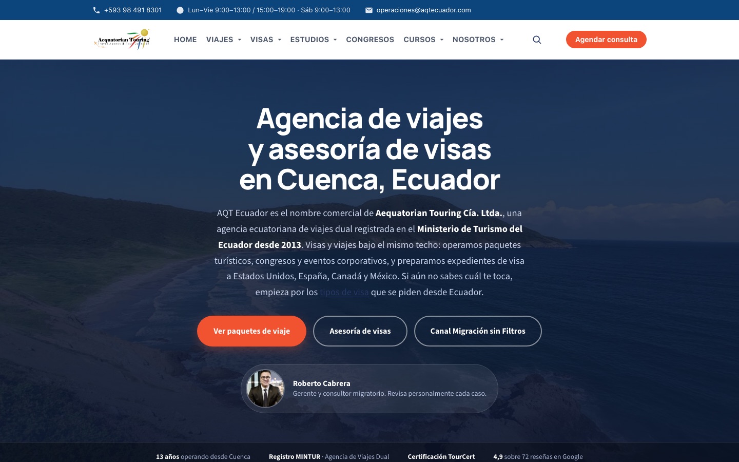 Web de AQT Ecuador