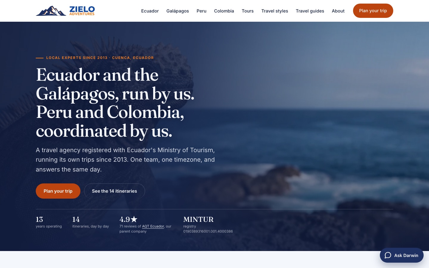 Web de Zielo Adventures
